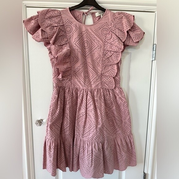 NEW Sea NY Vienne Eyelet Tunic Mini Dress Size M in Lilac Color NWT - Picture 5 of 6